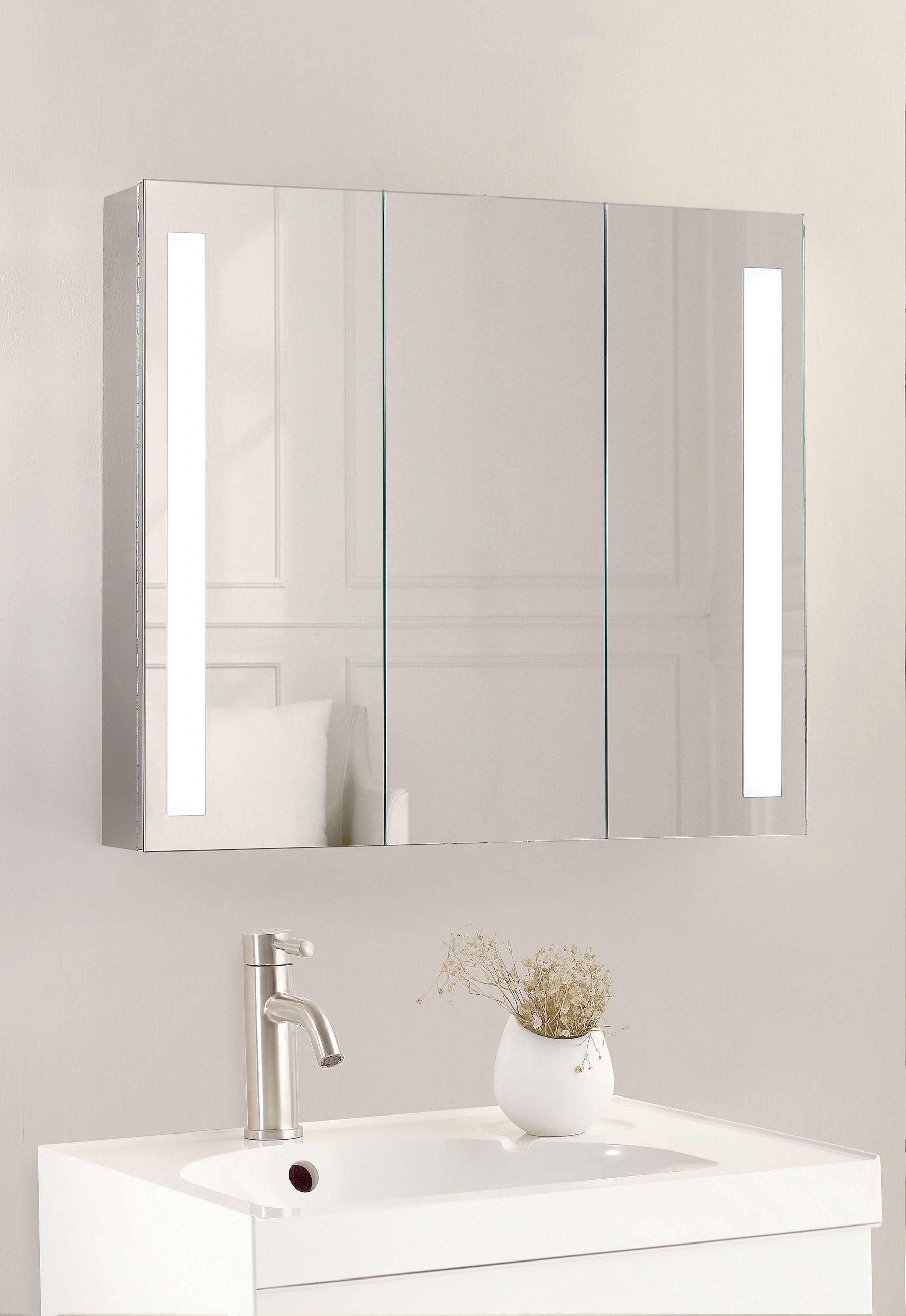 Led Mirror Cabinet Strip Lights Otc, Wall Mounted Bathroom Cabinet With Mirror And Lights