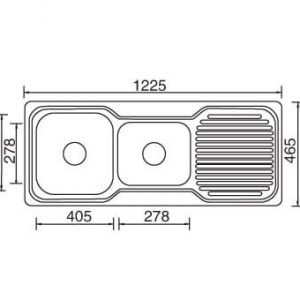 Kitchen Sink Dbl Bowl 1230x465x170 LHB