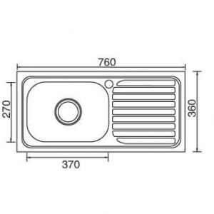 Kitchen Sink Single Bowl 760x360x170 LHB
