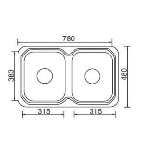 Kitchen Sink Dbl Bowl 780x480x170