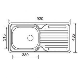 Sink Single Bowl 920x435x170 LHB