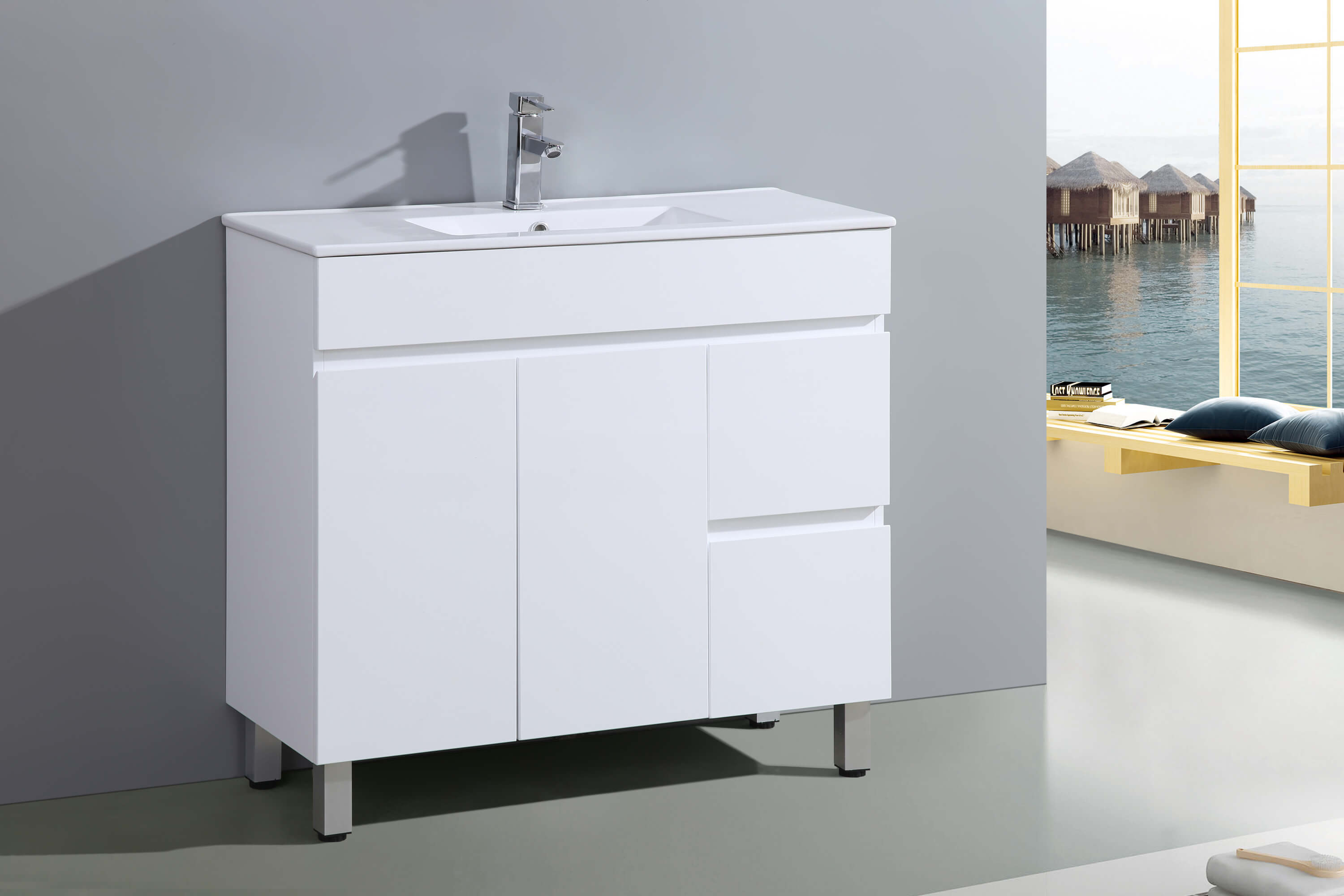 slimline bathroom sink and toilet units