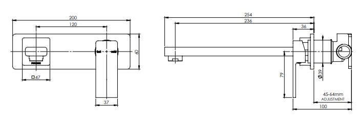 Phoenix Radii Wall Bath Mixer Set 230mm - Image 3