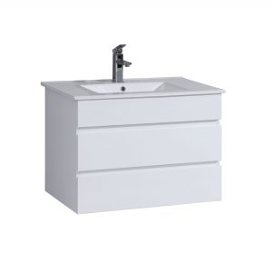 Duo Ceramic Top Vanity 750mm Wall Hung