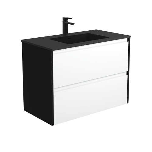 Montana Amato 900 Matte White Vanity, Matte Black Panels, Wall-Hung