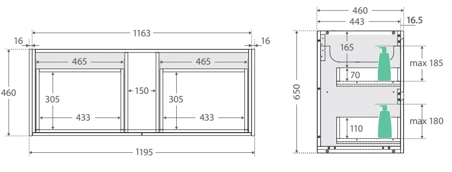 REBA Black, Crystal Amato 1200 Matte Black Vanity, Matte White Panels and Kick - Image 5