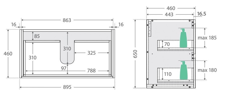 Sarah Black Undermount Amato 900 Industrial Vanity on Kick - Image 6
