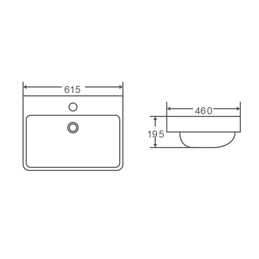 COSY Gloss White Rectangle62M Semi-Insert Basin - Image 3