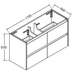 Dolce Amato 1200 Satin White Vanity, Industrial Panels, Wall-Hung - Image 5
