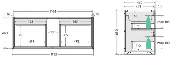 JOLI AMATO 1200 Scandi Oak Wall-Hung Vanity, Satin White Panels - Image 6