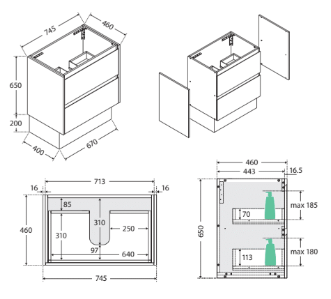 JOLI AMATO 750 Scandi Oak Vanity on Kick - Image 5