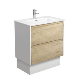JOLI AMATO 750 Scandi Oak Vanity on Kick, Satin White Panels