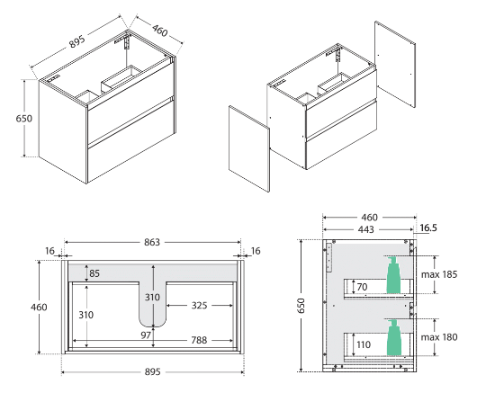 ROTONDO AMATO 900 Scandi Oak Wall-Hung Vanity, Satin White Panels - Image 5