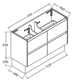 Sarah Calacatta Undermount Amato 1200 Satin White Vanity on Kick - Image 5