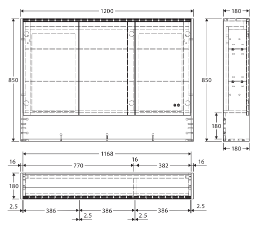 1200 LED Mirror Cabinet with Display Shelf, Gloss White - Image 6