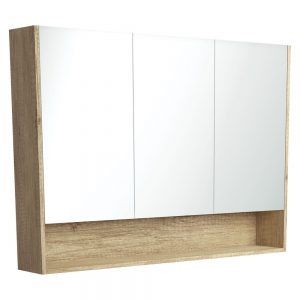 1200 Mirror Cabinet with Display Shelf, Scandi Oak
