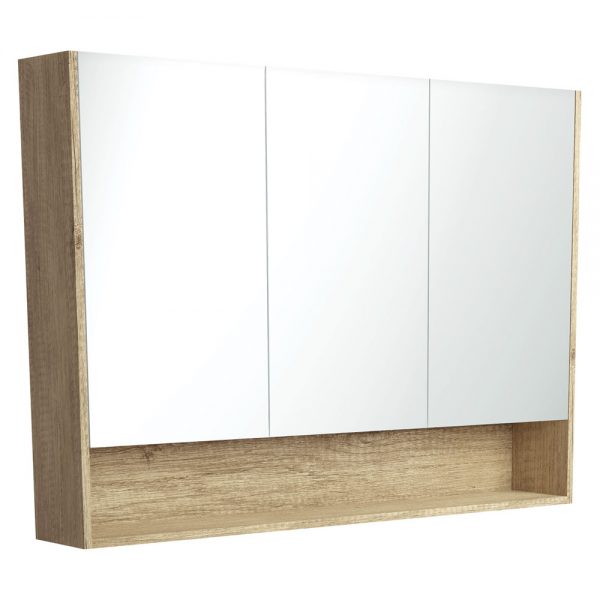 1200 Mirror Cabinet with Display Shelf, Scandi Oak