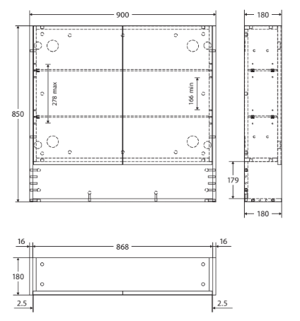 900 Mirror Cabinet with Display Shelf, Gloss White - Image 3