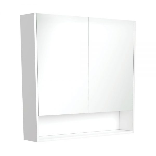 900 Mirror Cabinet with Display Shelf, Satin White