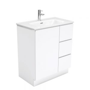 JOLI FINGERPULL Gloss White 750 Vanity on Kickboard