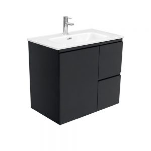 JOLI FINGERPULL Satin Black 750 Wall-Hung Vanity