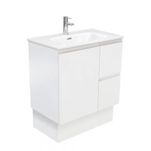 JOLI FINGERPULL Satin White 750 Vanity on Kickboard