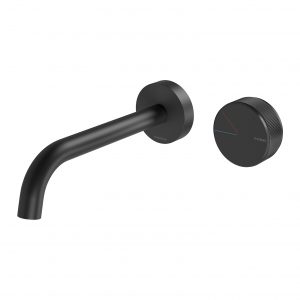 Phoenix Axia Wall Basin / Bath Curved Outlet Mixer Set 180mm Matt Black