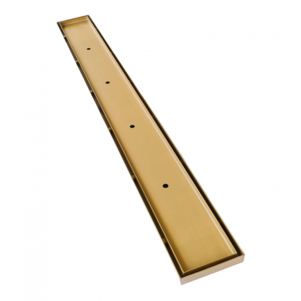 Tile Insert Floor Drain Brass Gold 1000x100x20mm Outlet 80mm