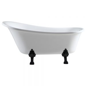 Fienza Clawfoot Freestanding Acrylic Bath 1500 Black Feet