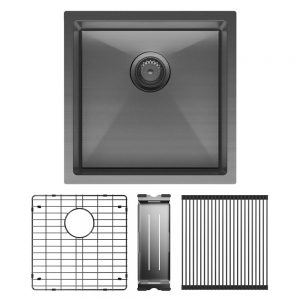 Hana 32L Single Kitchen Sink Kit, PVD Carbon Metal