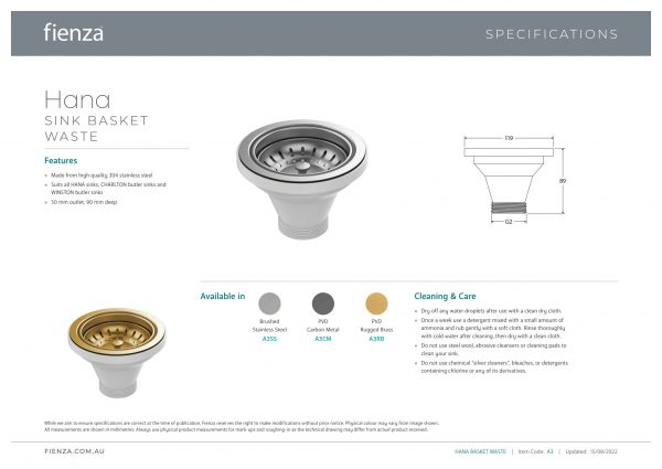 Hana Sink Basket Waste, PVD Carbon Metal - Image 2