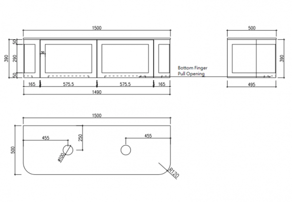 Westminster 1500mm Matt White Wall Hung Vanity - Image 4