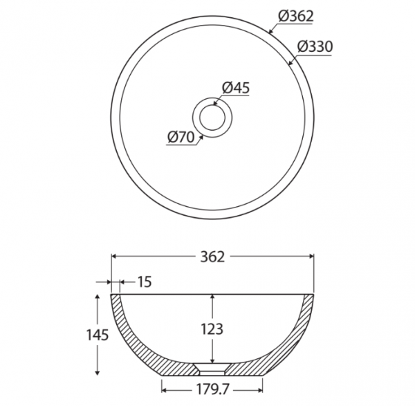 Alba Round Concrete Above Counter Basin, Warm White - Image 4