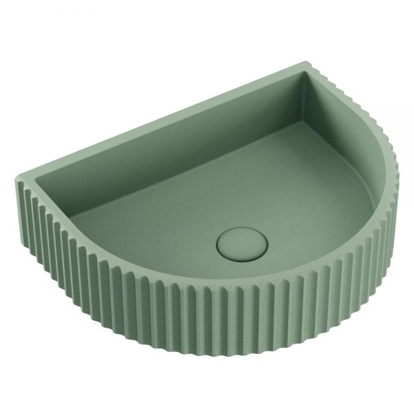 Valentina Fluted Arch Concrete Wall Hung Basin, Sage
