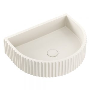 Valentina Fluted Arch Concrete Wall Hung Basin, Warm White