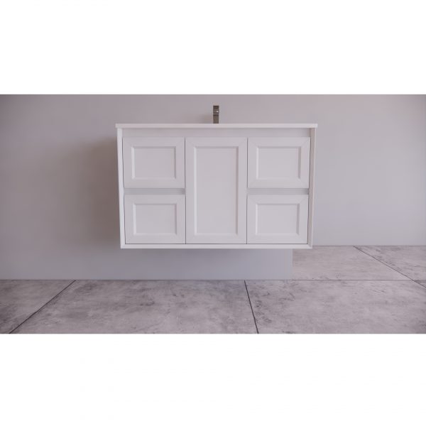 Uni Hampton Wall Hung Vanity 900 Matt White With Ceramic Top - Image 2