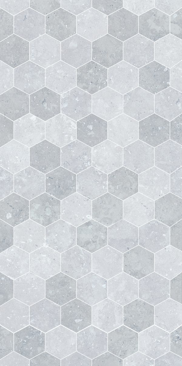 Pietra Ciotoli Light Grey Ceramic Wall 300x600 Gloss Hexagon - Image 3