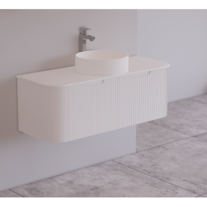 Orion Fluted PVC Vanity 1200 Wall Hung With Stone Top And Ceramic Basin