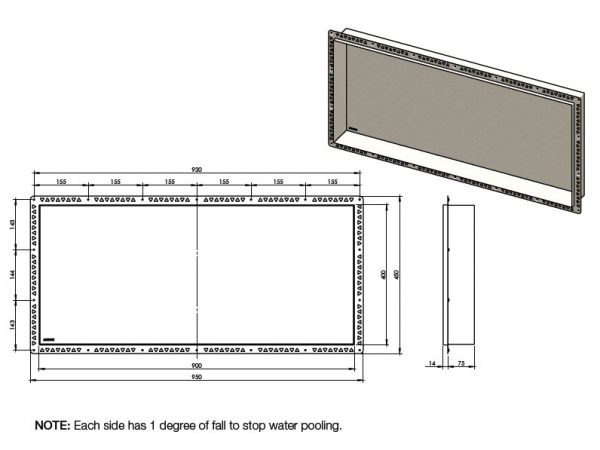 ANOOK® SHOWER NICHE 900x400x90mm - 6 Colours - Image 9