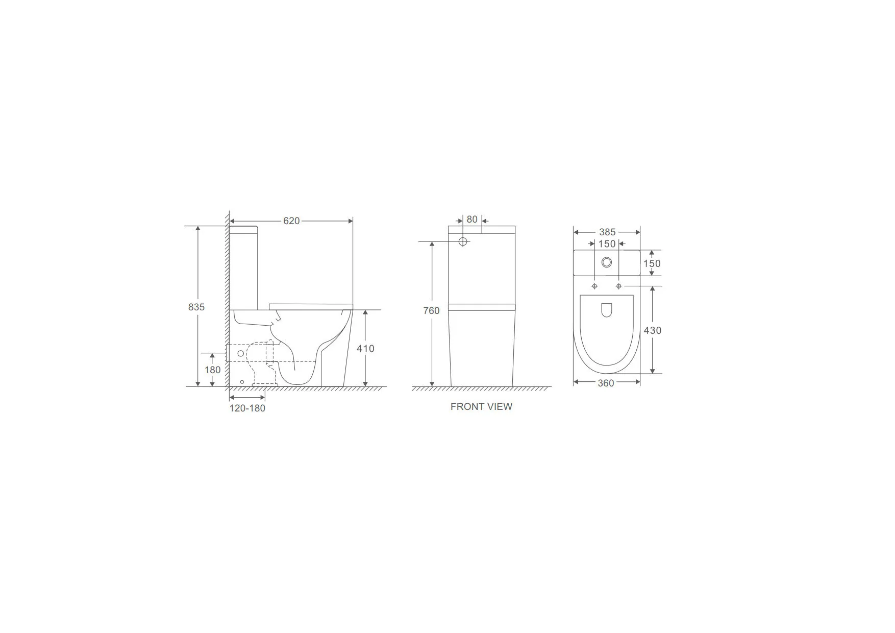 Rivo Short Project Tornado Rimless Back To Wall Toilet Suite - Image 2