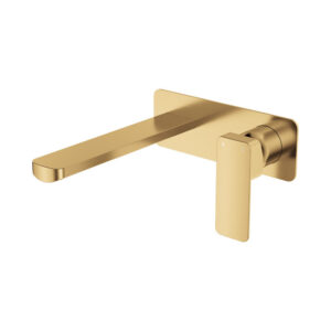 Tono Wall Mixer Set Rectangle Plate 200mm Outlet Brushed Gold